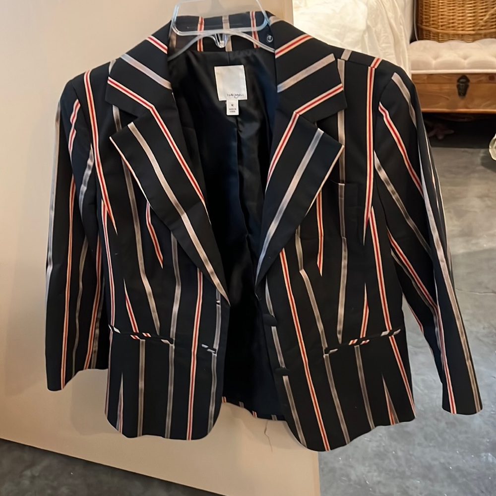 Halogen striped blazer 3/4 length sleeve